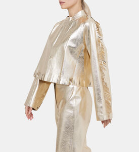 Fringed Leather Cropped Jacket