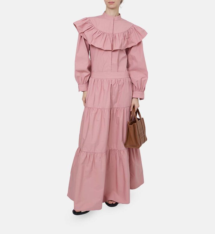 بلوزة بأكمام طويلة بياقة مكشكشة