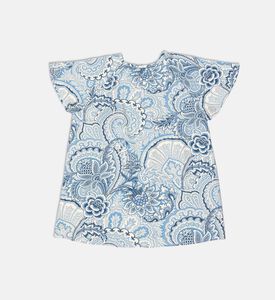 Cotton Floral-print Short-sleeve V-neck T-shirt