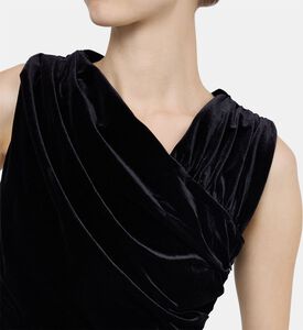 Velvet Jersey Ruched Crossover Blouse