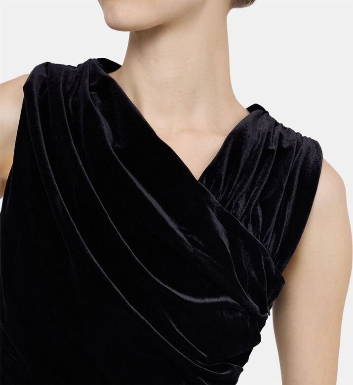 Velvet Jersey Ruched Crossover Blouse