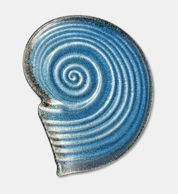 Tohfa Luxe Luxe Coastal Blue Shell Handmade Ceramic Serving Platter, Packshot View