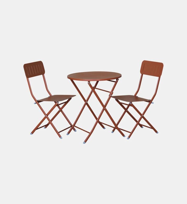 Home Deco and More Pipa Table Chairs Bistro Set, Brick, Packshot View