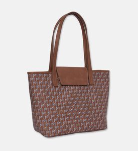 Maya.M All-over Monogram Medium Flap Tote Bag, Terracotta, Packshot View
