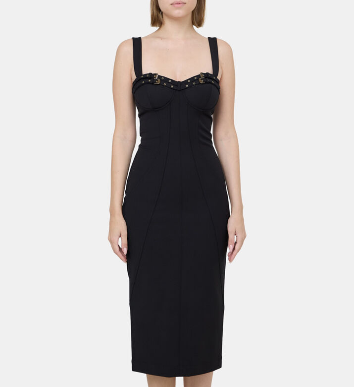 فستان ميدي بدون أكمام بحافة مشبك فستان ميدي بدون أكمام بحافة مشبك