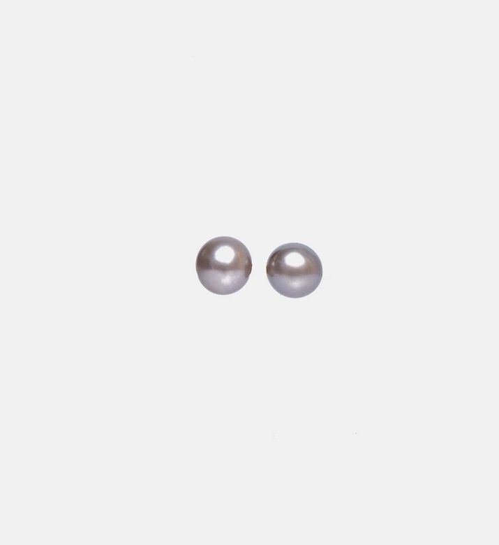 Dark Grey Freshwater Pearl 18k Gold Earrings