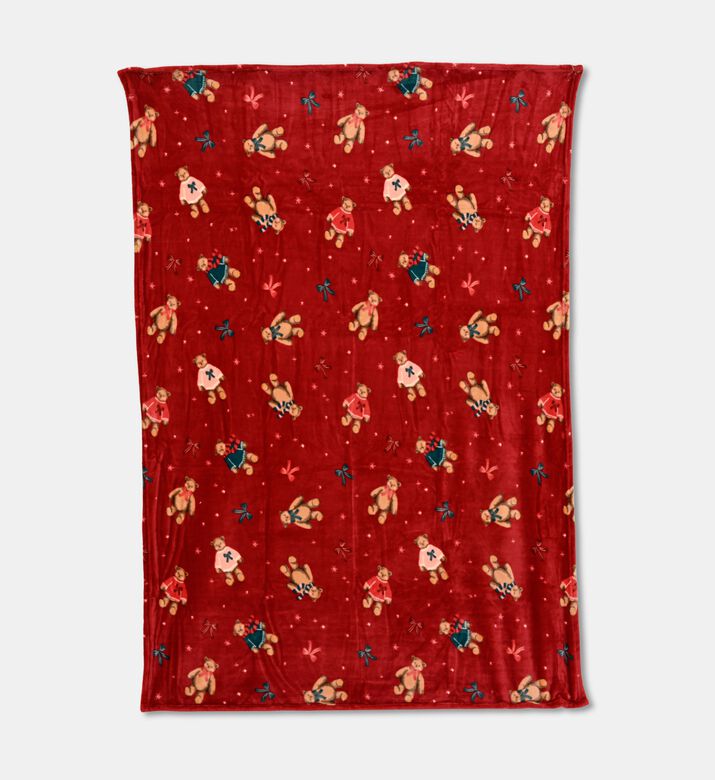 Kaemingk Throw Polyester Flannel Bear, Red, Packshot View