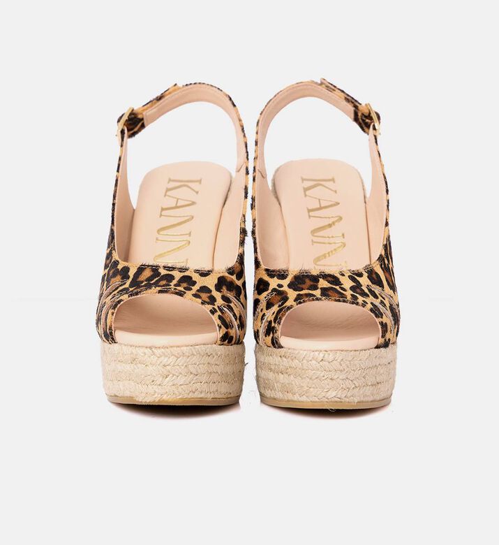 Tiger Open Toe Wedge Sandals