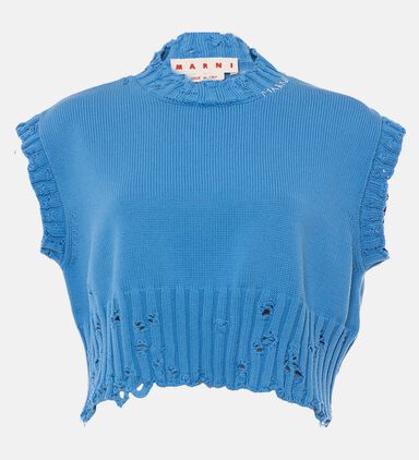 Logo-embroidery Sleeveless Ribbed Sweater