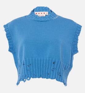 Logo-embroidery Sleeveless Ribbed Sweater Logo-embroidery Sleeveless Ribbed Sweater