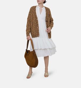 Plumetis-print Long-sleeve Midi Dress