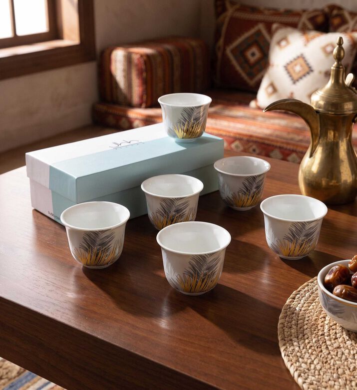 Silsal Arabic 6-piece Coffee Cup Set, Model View