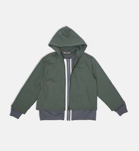 Cotton Contrasted Hem Logo Zipped Sweatshirt