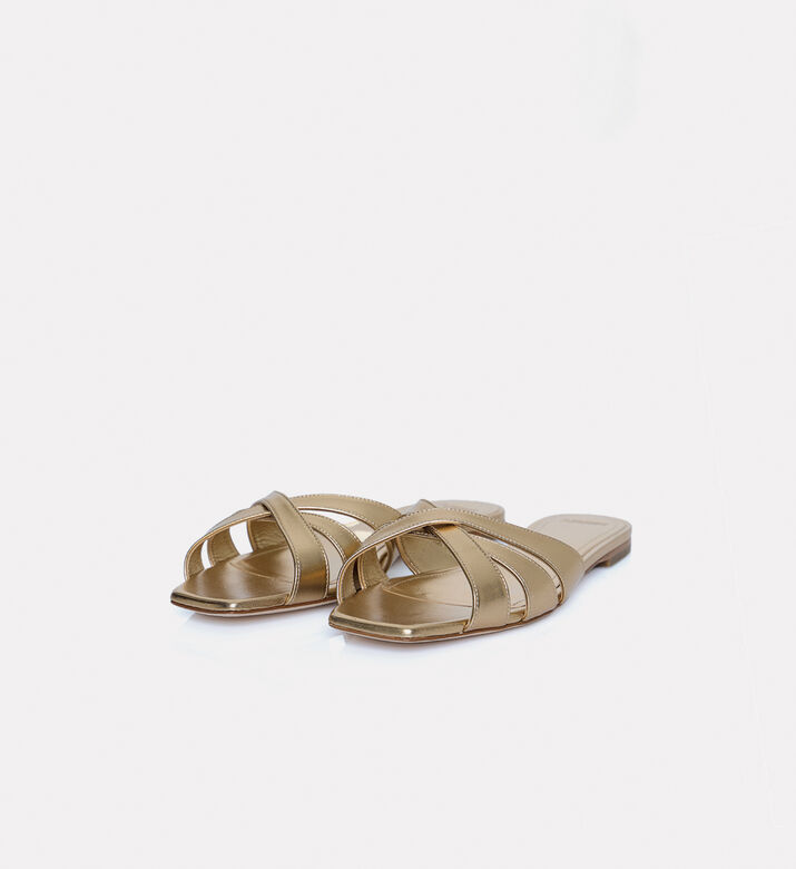 3 Juin Nerea Leather Flat Heel Sandal, Gold, Eu-40, Packshot View