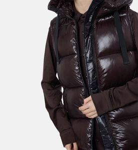 Save the Duck Padded Sleeveless Hooded Vest, Brown, S, Model View