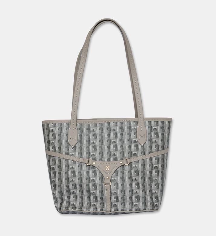Manc Bella Monogram Pattern Mini Tote Bag, Grey, Packshot View