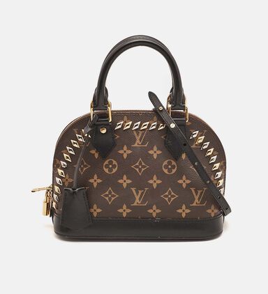 Louis Vuitton Monogram Macassar Canvas Studded Alma Bag Preowned