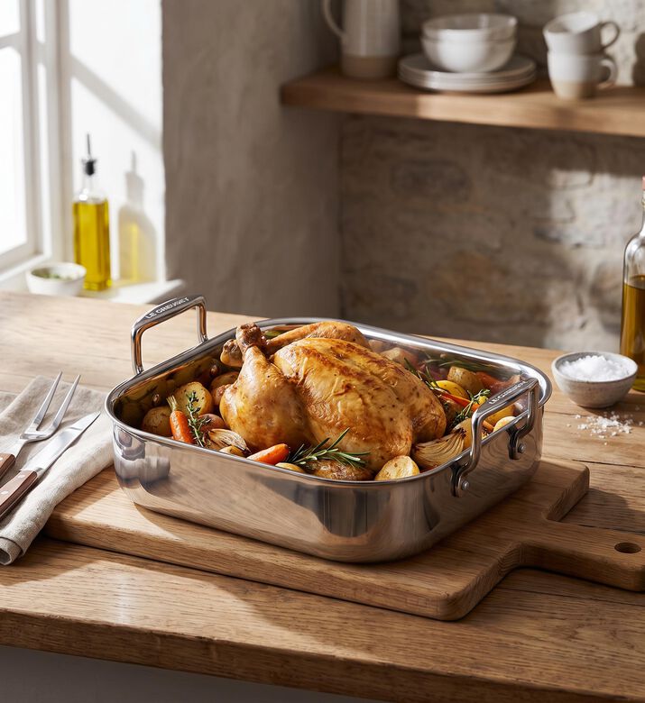Le Creuset Stainless Steel Square Roaster, Model View