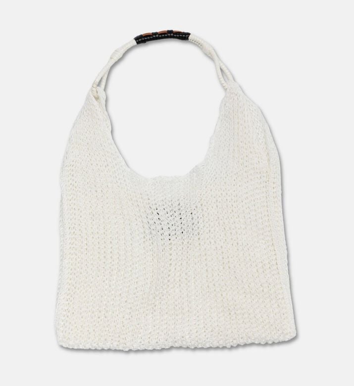 Plan C Open-knit Top Handle Bag, White, Packshot View