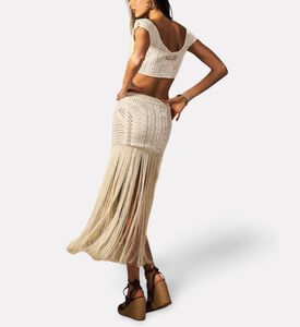 Empress Fringe Detail Crochet Skirt, Model View