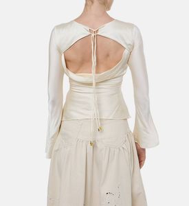 Ganni Wide Long-sleeve Blouse, Model View