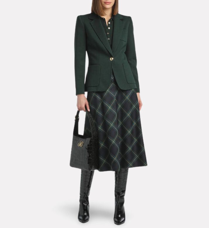 Luisa Spagnoli Fioriera Checkered A-line Midi Skirt, Model View