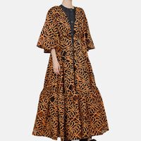 Abstract-print V-neck Flared Midi Dress