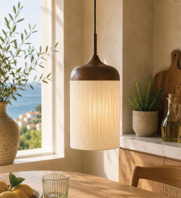 Light and Living Dania Wood Hanging Lamp, Packshot View