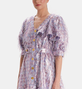 فستان مطرز بالريش