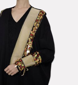 Dalia Al Azem Diagonal Gold-taping Sequined Abaya, Model View