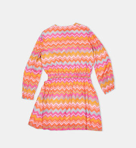 Elastic Waistband Zig-zag Woven Dress