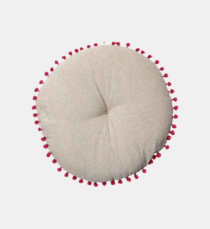 Gaddi Embroidered Pompom Filled And Vaccumed Cushion