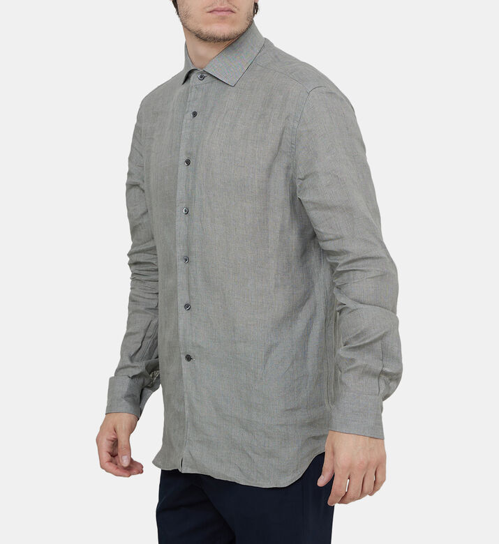 قميص كلاسيكي كتان بقصة كلاسيكية بأزرار