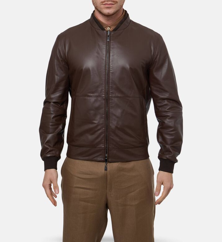 Corneliani Lambskin Leather Jacket, Model View