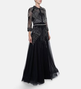 Christophe Guillarme Front Slit Column-cut Dress, Black, 46, Model View