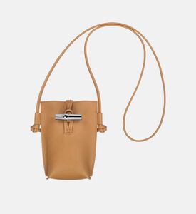 Longchamp Leather Phone Pouch, Brown, Packshot View