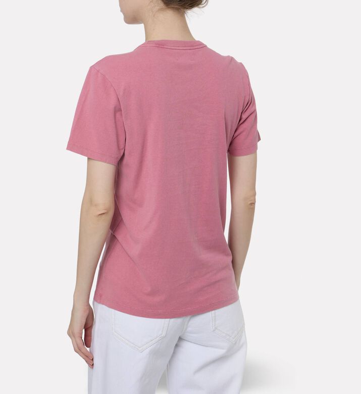 Isabel Marant Zewel Red Lip Straight-cut T-shirt, Pink, M, Model View