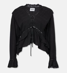 Isabel Marant Ruffled V-neck Lace Blouse, Packshot View