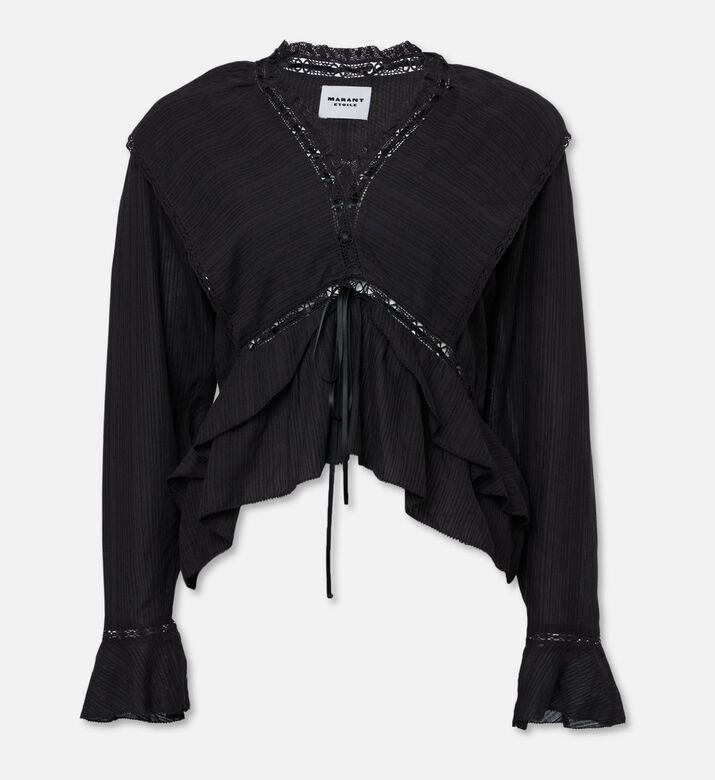 Isabel Marant Ruffled V-neck Lace Blouse, Packshot View
