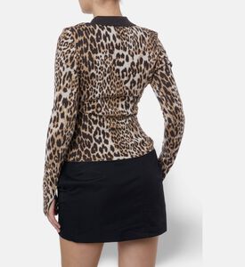 Ganni Leopard-print Polo Sweater, Model View