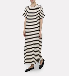 Jil Sander Ribbed Cotton Jersey Multistrip Dress, Model View