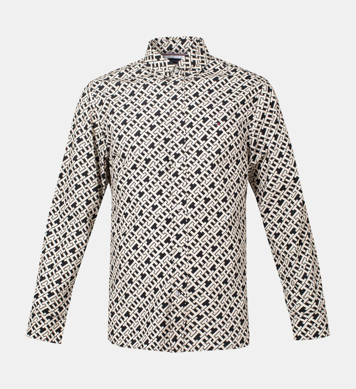 قميص بنقشة أحرف العلامة بقصة مريحة