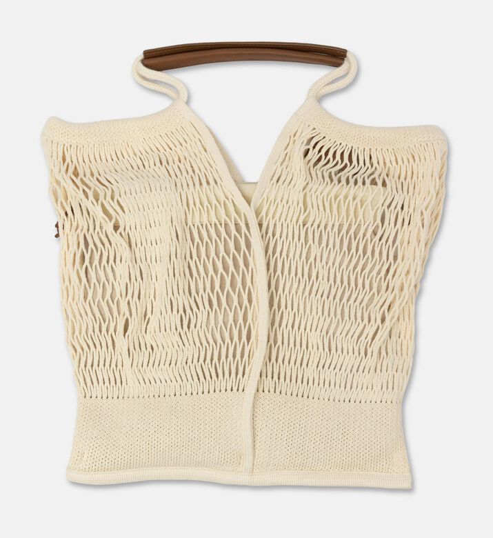 Hereu Leather-details Filt Net Tote Bag, Brown, Packshot View