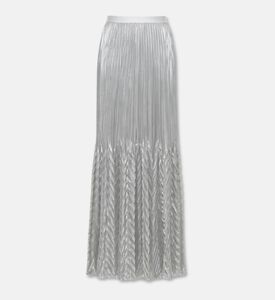 Blue For Burgundy Metallic Chevron-style Column-cut Maxi Skirt, Packshot View