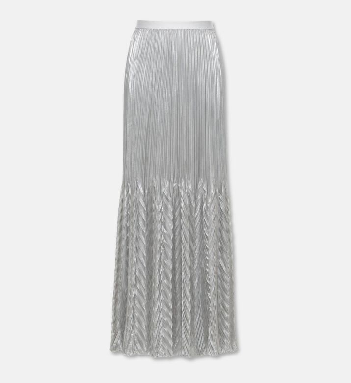 Blue For Burgundy Metallic Chevron-style Column-cut Maxi Skirt, Packshot View