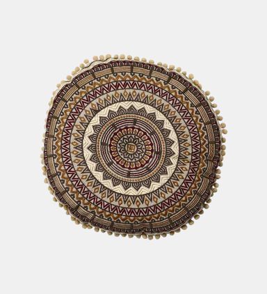 Gaddi Embroidered Pompom Filled And Vaccumed Cushion