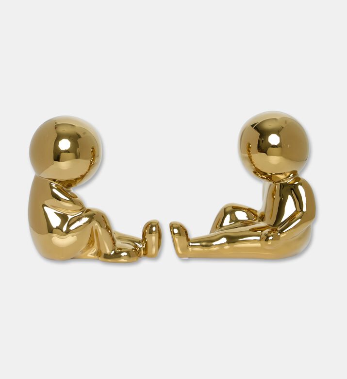 Present Time Joey Ceramic Bookend Set, Gold, Packshot View