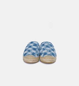 حذاء مفتوح من خلف دنيم بنقشة مربعات