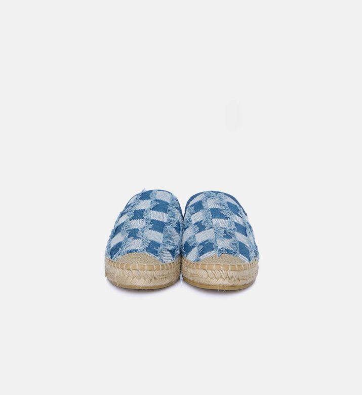 حذاء مفتوح من خلف دنيم بنقشة مربعات