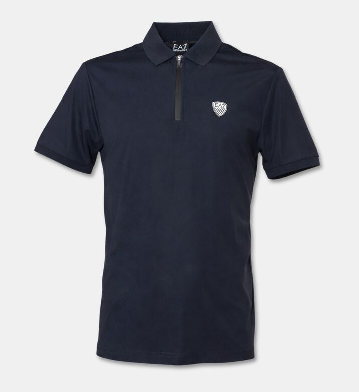EA7 Premium Shield Logo Half-zip Polo Shirt, Blue, Xl, Packshot View